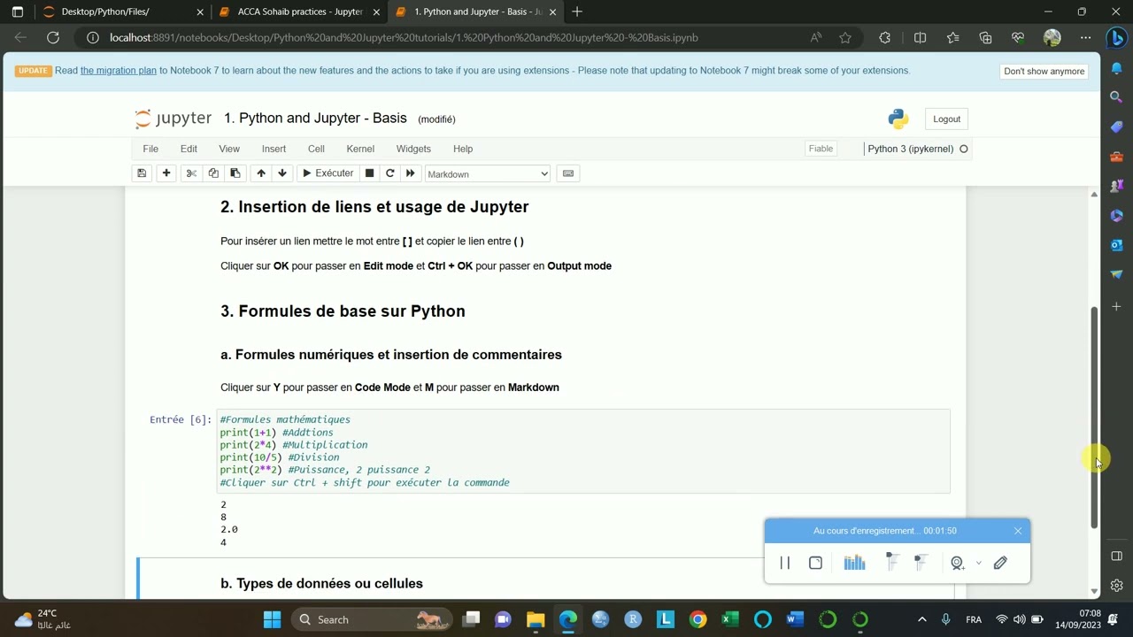 Statistiques sur Python et Jupyter  partie 2 - Calcul mathématique et types de données