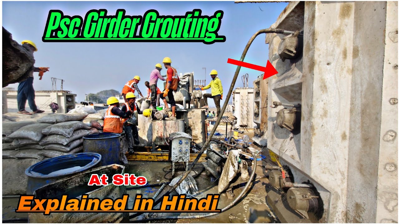 PSC I-Girder में Post Tensioning और Grouting कैसे करें  पूरी जानकारी हिंदी में  Prestressed Concrete