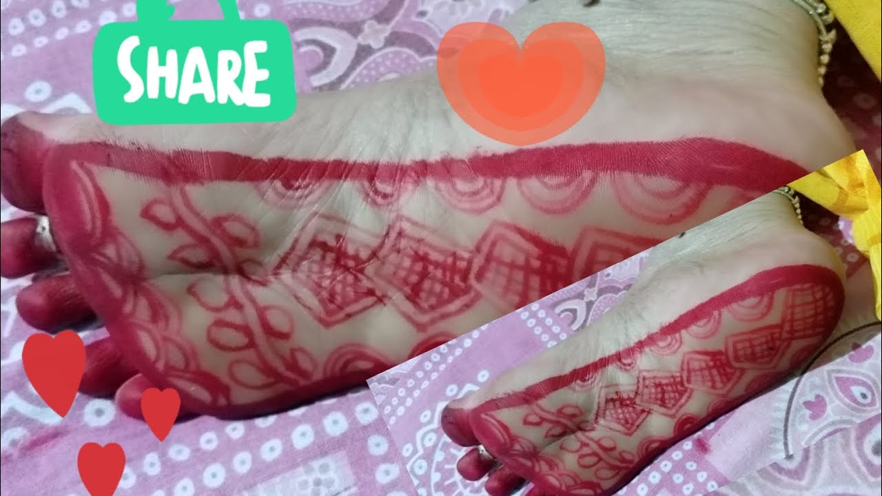 sundar aalta design#sole #mehndi #aalta 🐾💜💜💜