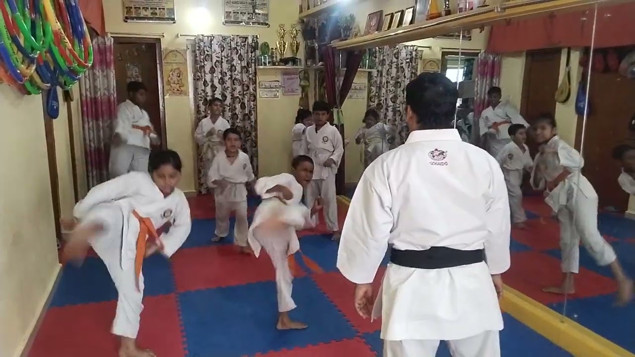 Karate belt exam video sub junior students Shotokai Lalit dance karate Earobic Academy Hansapal