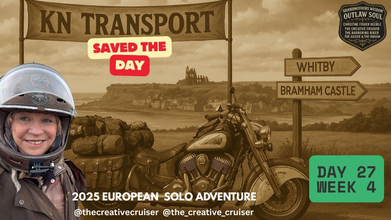 DAY 27 - LEAVING GLASGOW - LINDISFARNE - WHITBY - THANKS KN TRANSPORT - SAVED THE DAY -BIKE REPAIR