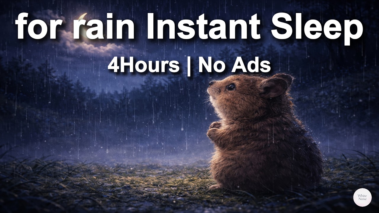 [White Noise] White Noise for rain Instant Sleep 4 Hours | No Ads