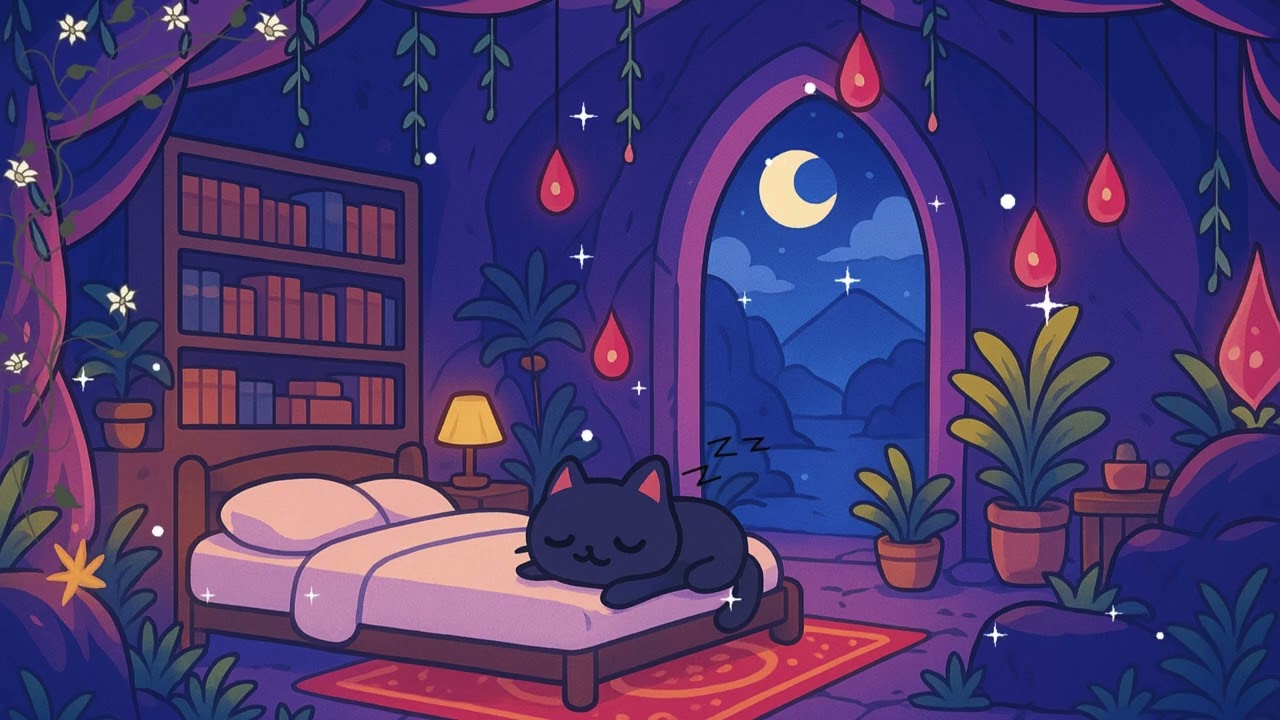 Enchanted Night Ambience 🌙 | Relax, Study & Sleep with Lo-fi| 🎧Música para leer, trabajar o dormir 🎶