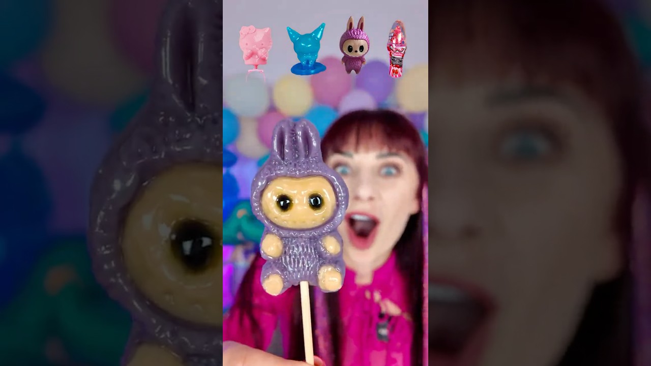 ASMR Labubu, Hello Kitty, Unicorn Lollipops Party  #mukbang