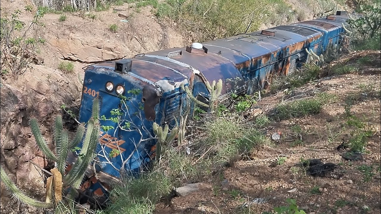 TREM DA FCA COM VAGÕES DE CROMO VAZIOS PASSANDO NA CIDADE DE QUEIMADAS-BAHIA