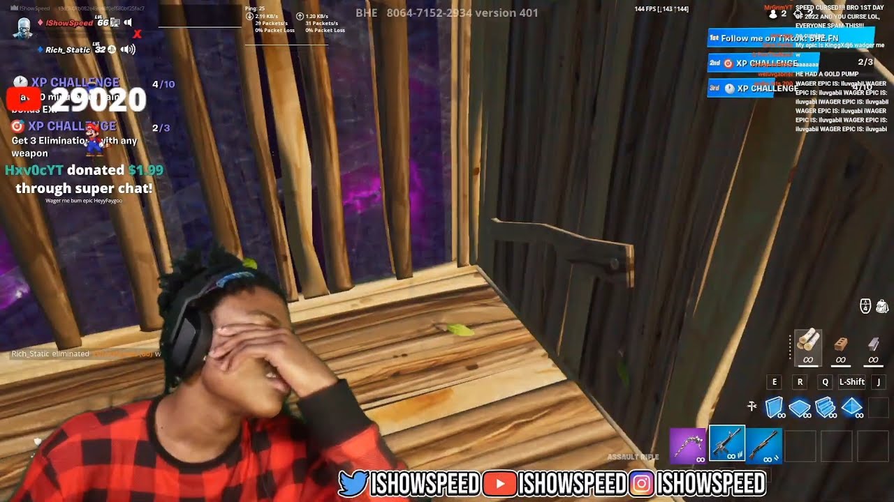 IShowSpeed Cries After Getting Scammed On Fortnite Wager's
