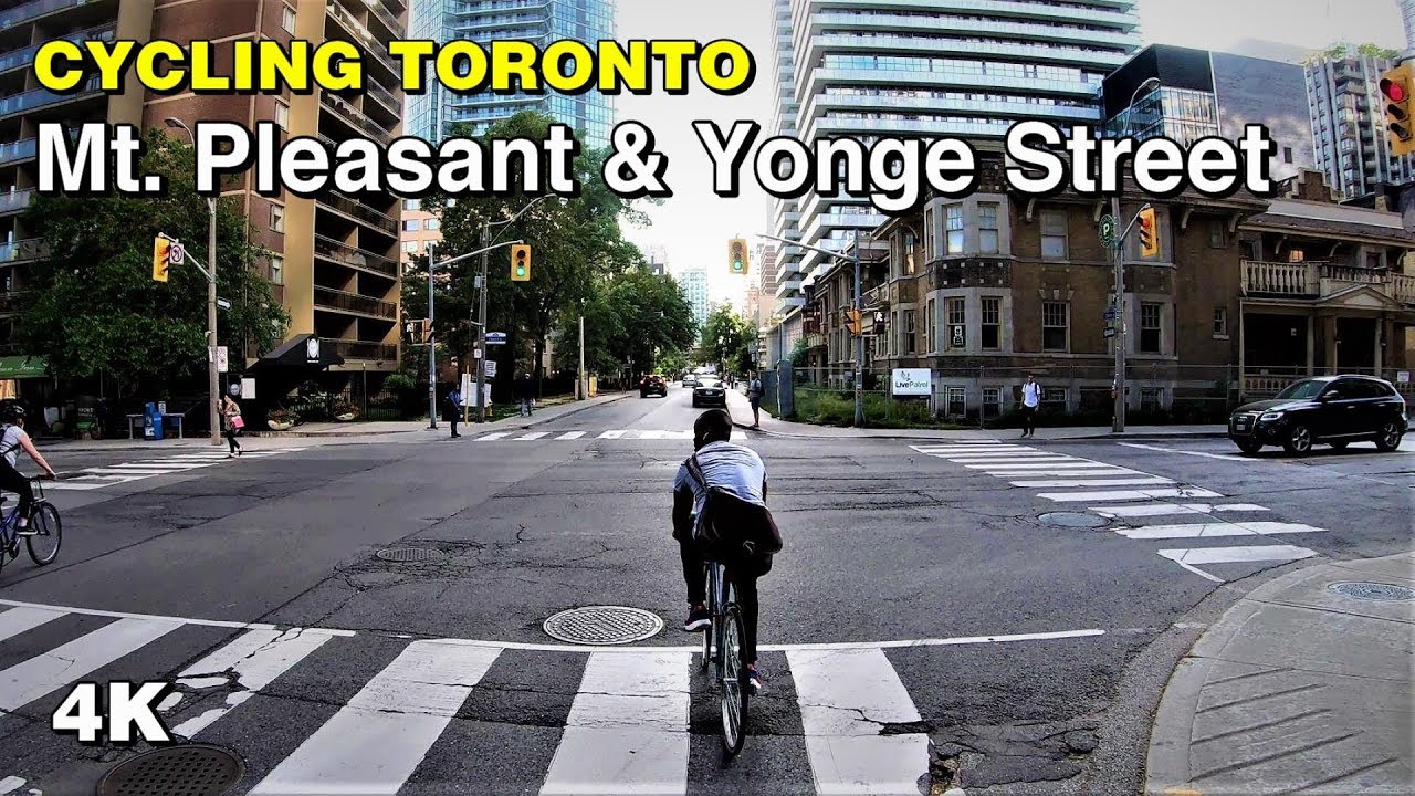 Cycling Toronto - Mt. Pleasant to downtown & up Yonge Street [4K]