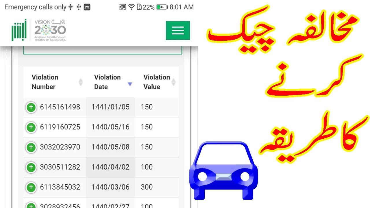 How to check mukhalafa in absher account traffic Violations