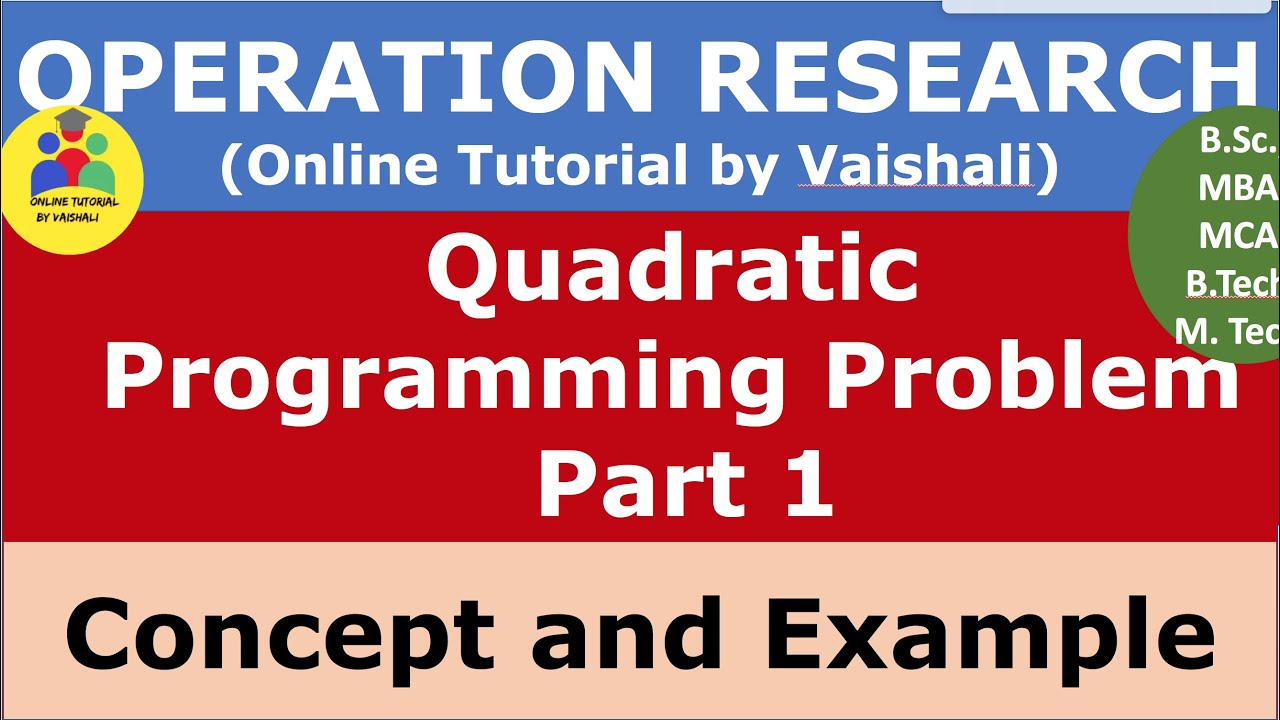 Quadratic Programming Problem-Non Linear Programming Problem| NLPP| Operation Research- Part 1