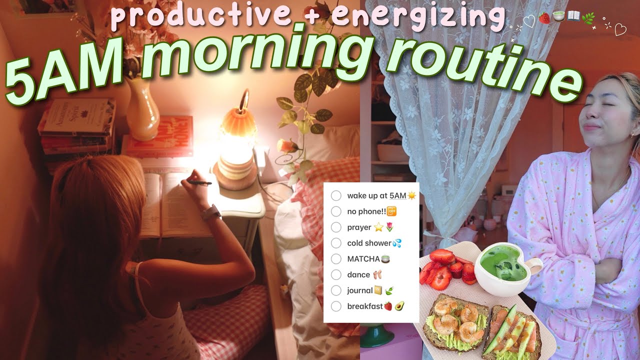 my 5AM productive MORNING ROUTINE ⋆☀︎｡🌷🍵(how I stay energized!!)