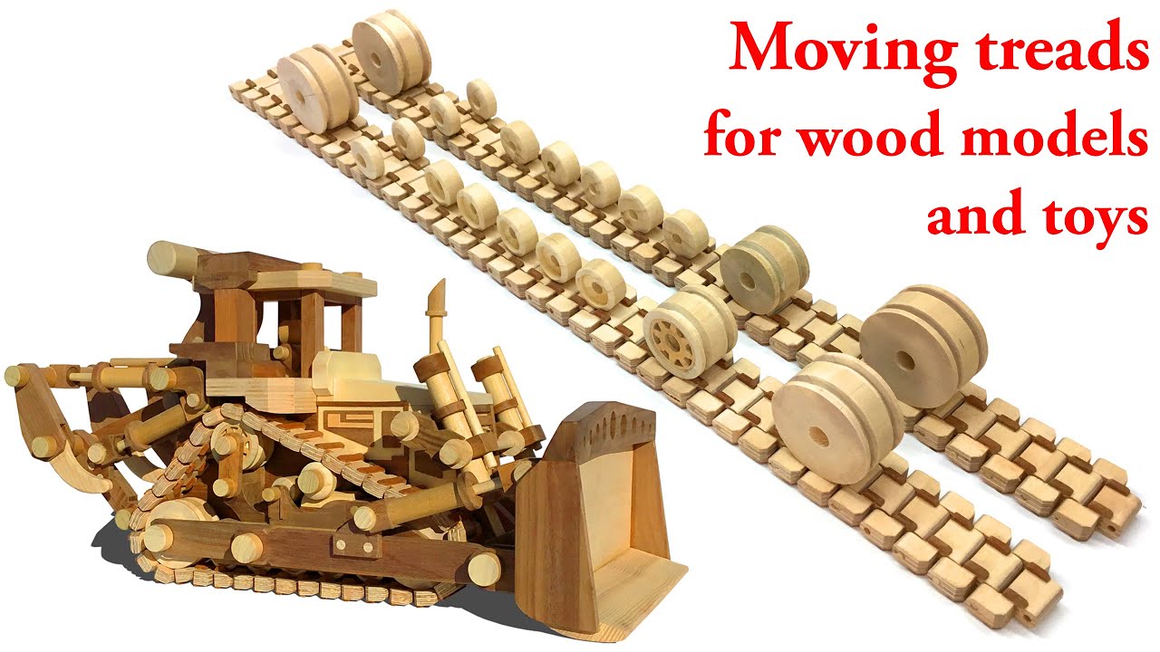 Moving treads for wood models and toys