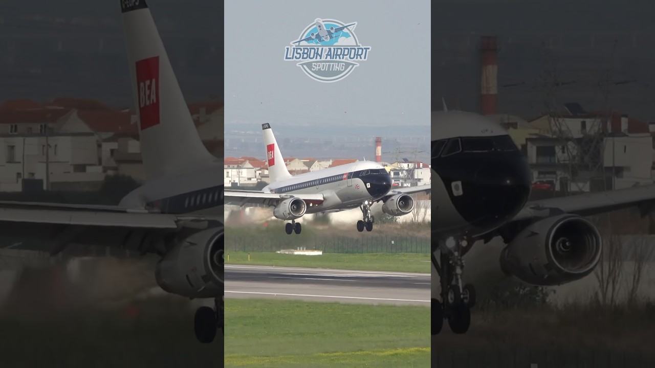 BEA Retro Livery A319 British Airways Landing at Lisbon Airport