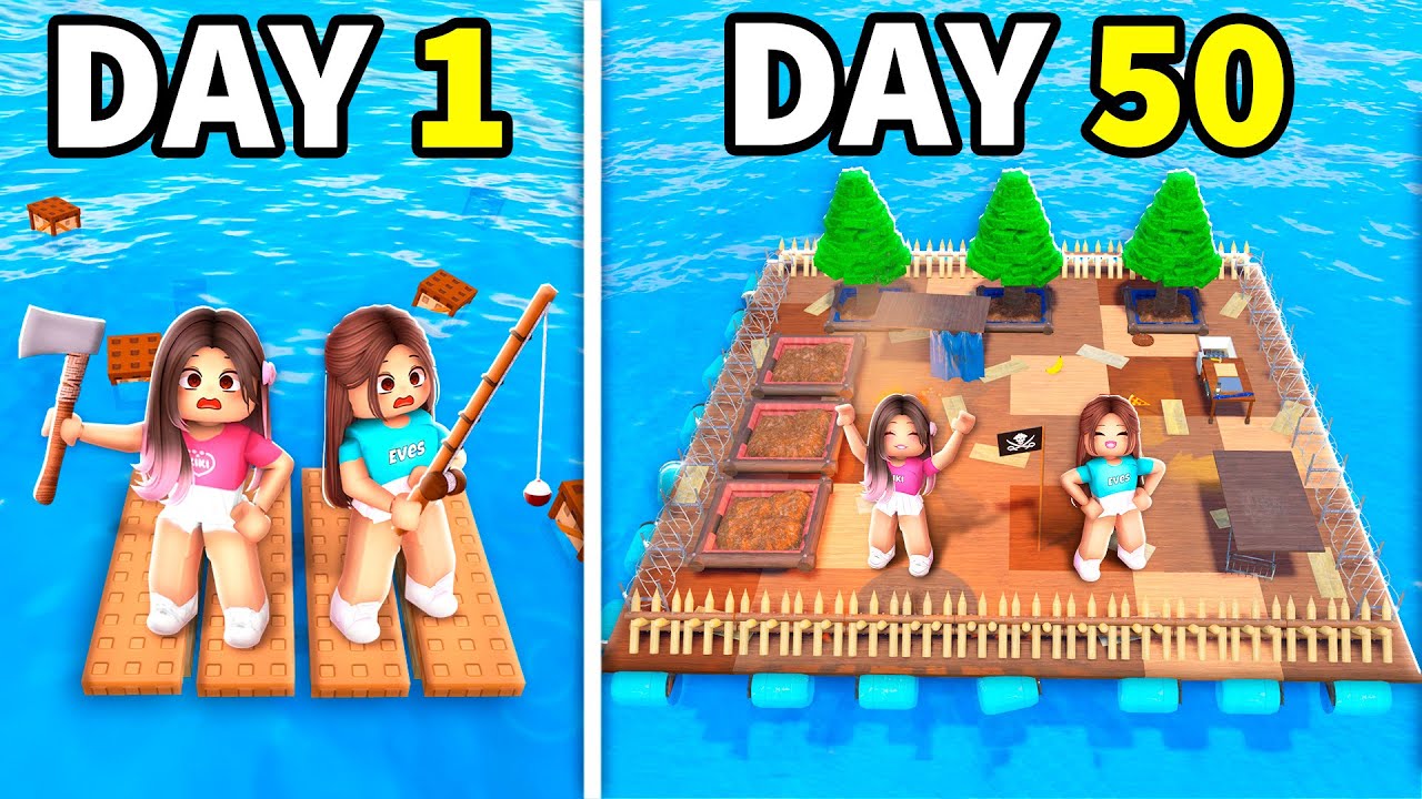 We Survived 50 DAYS On a RAFT in Roblox!