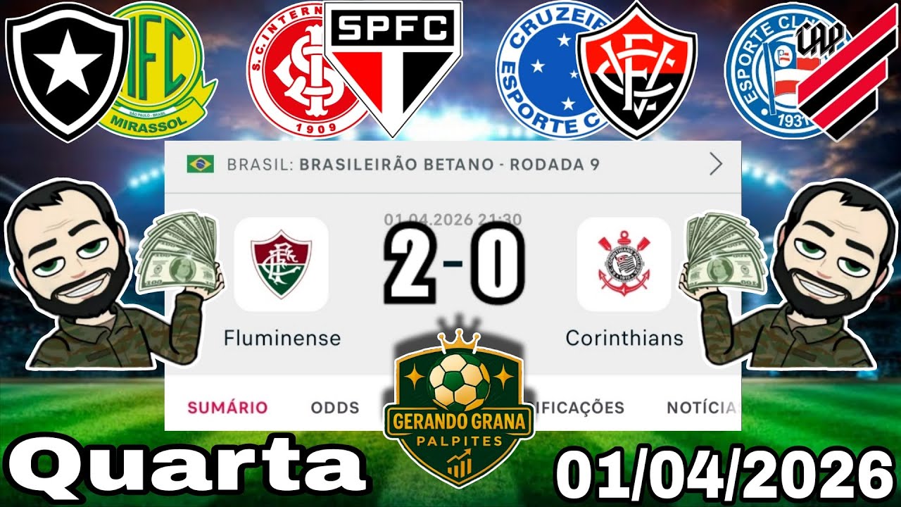 PALPITES DE FUTEBOL PARA HOJE 01 04 2026 QUARTA - FEIRA COM PLACARES EXATOS, BILHETE PRONTO + ZEBRA
