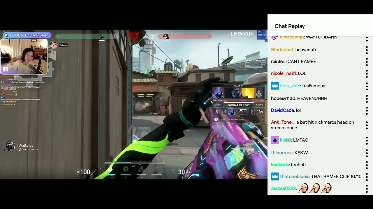 (Leslie POV with chat) Valkyrae viper clutch! | 