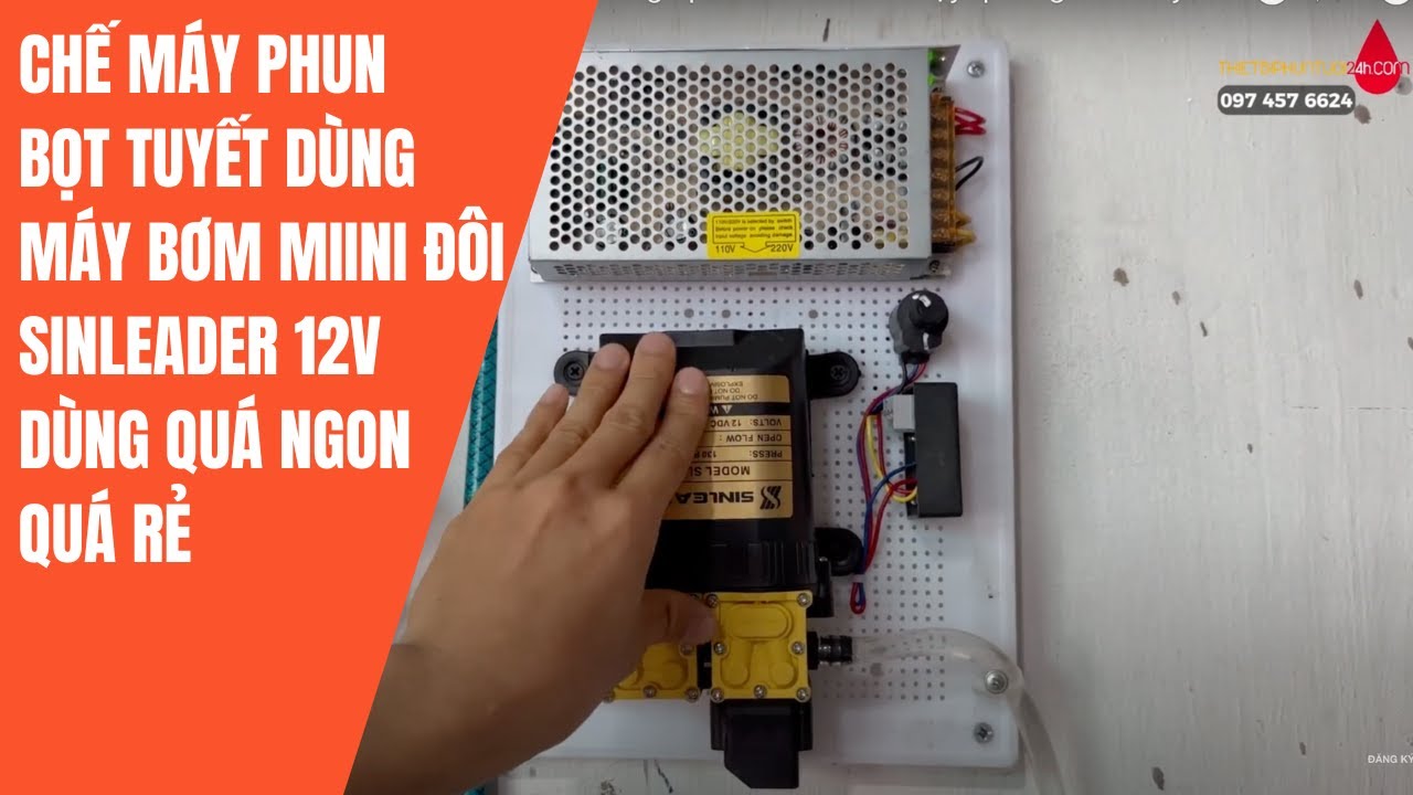 Chế máy phun bọt tuyết dùng máy bơm mini tăng áp 12v Sinleader chạy quá ngon #máytạobọttuyết #rửaxe