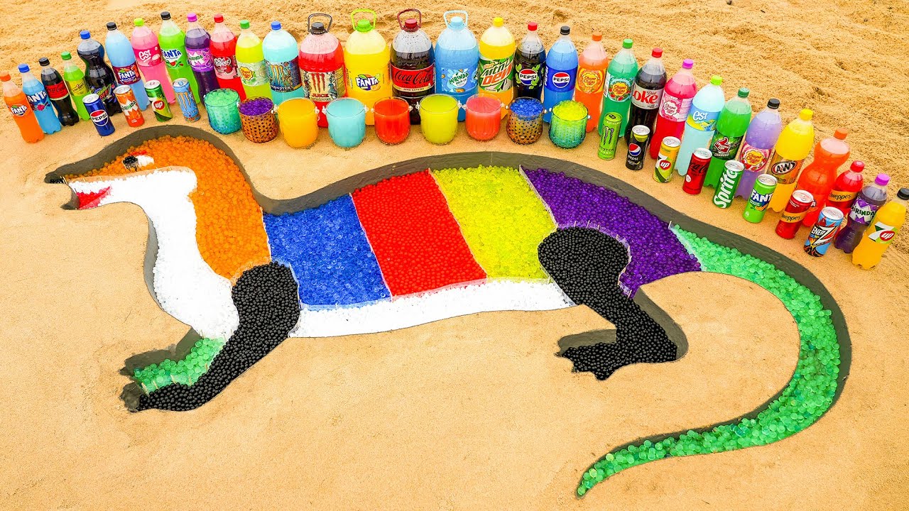 Как приготовить радужную выдру из Orbeez, Big Coca Cola, Mtn Dew, Fanta, Monster, Chupa Chups и M...
