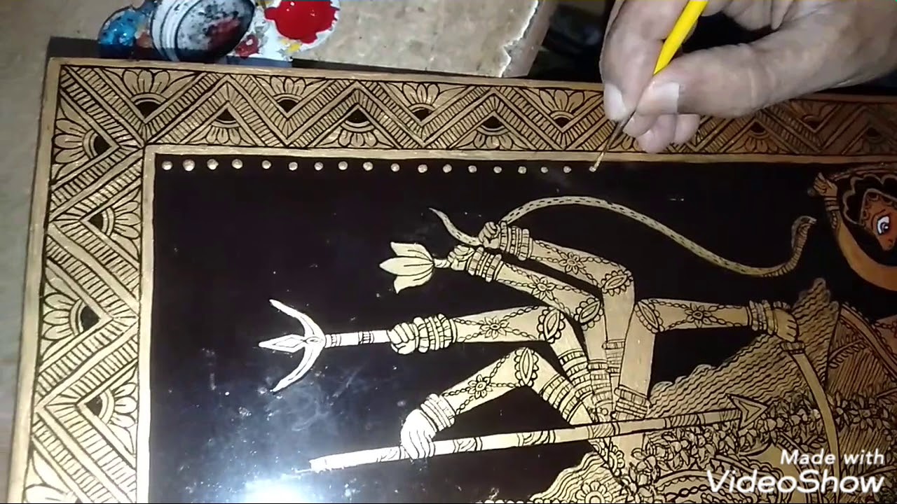 #Tikuliart #goldencolor #Maadurga #Tikulipainting #paintingonhardbord #Art #Folkart
