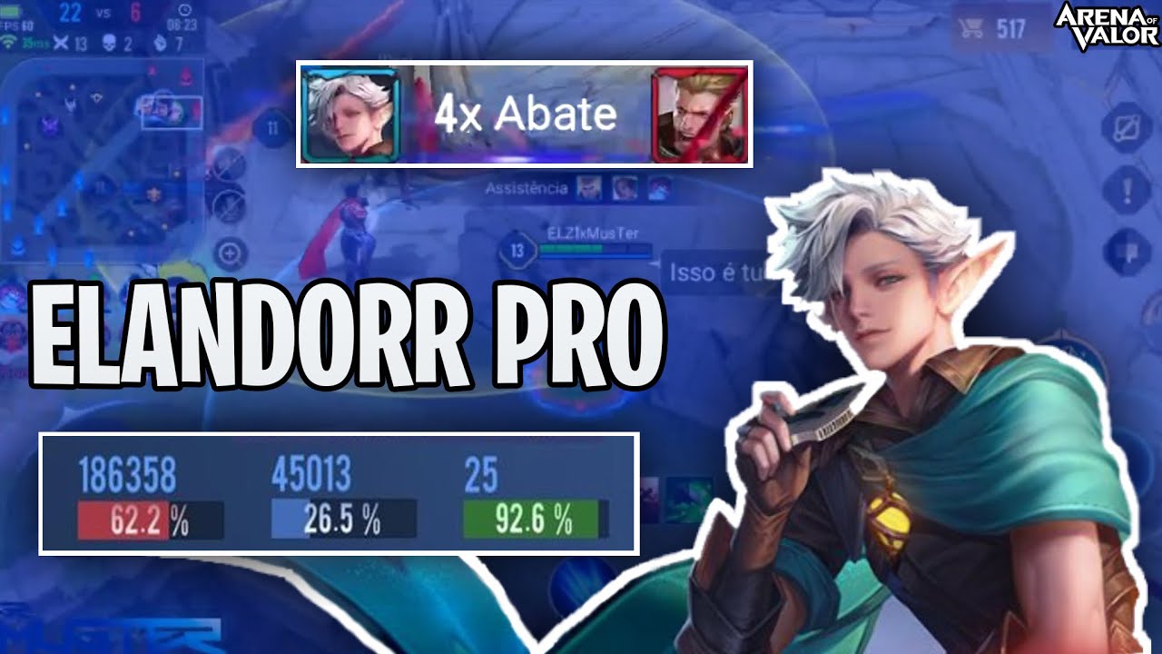 ELANDORR PRO 62% DAMAGE + QUAD KILL GAMEPLAY | Arena of Valor