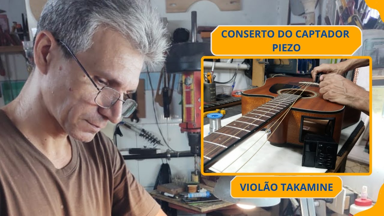 Conserto do captador   piezo -  Violão Takamine  (Takamine Acoustic Guitar Piezo Repair).