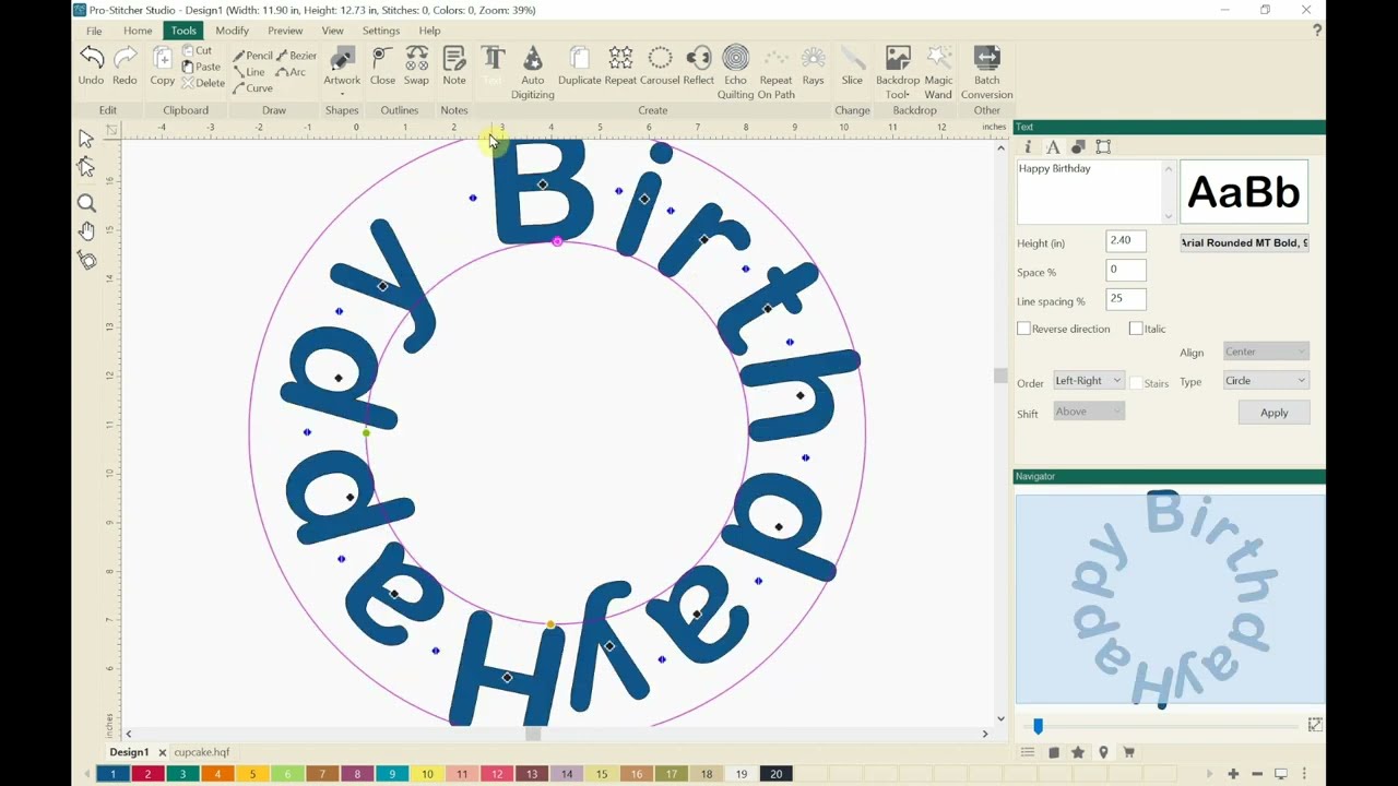 Circular Text in Pro-Stitcher Designer