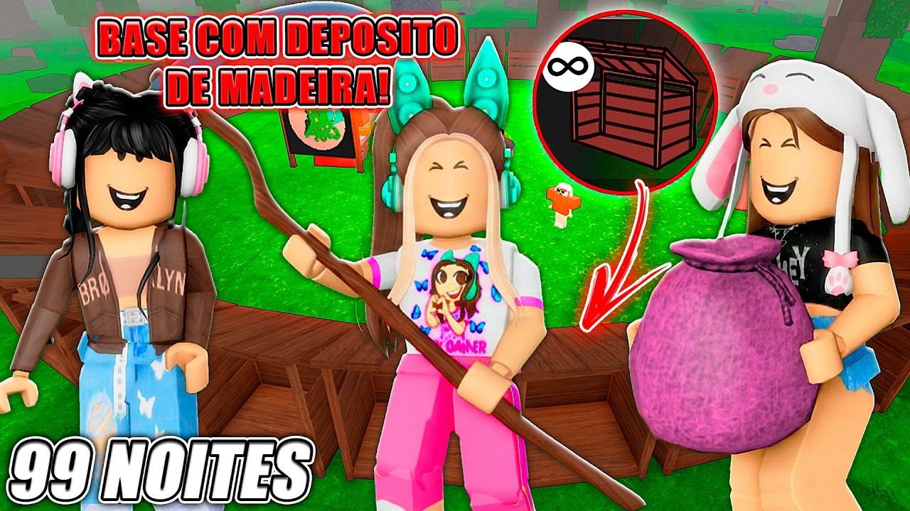 O TRIO FAZENDO UMA BASE DE MADEIRA EM 99 NOITES NA FLORESTA - Roblox