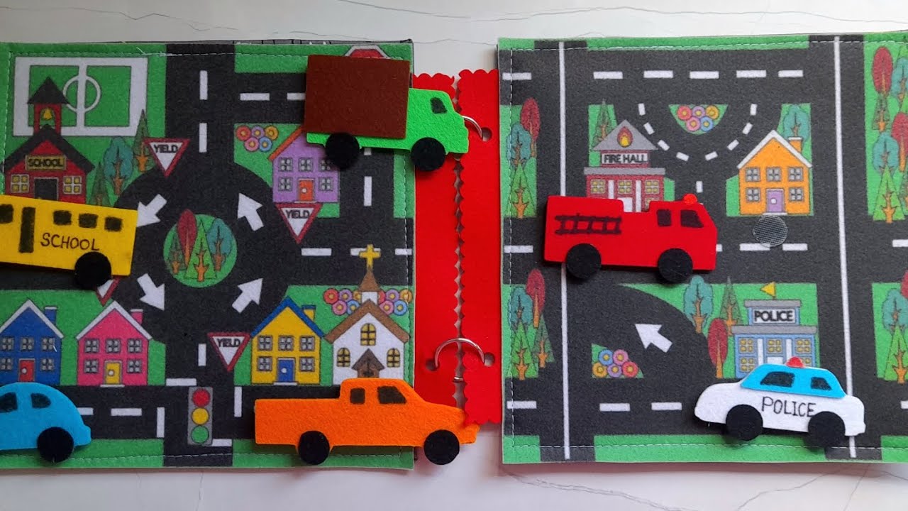 DIY Cars and Roads Traffic Activity Page (with template!) Felt Busy Book Quiet Book: How to Make