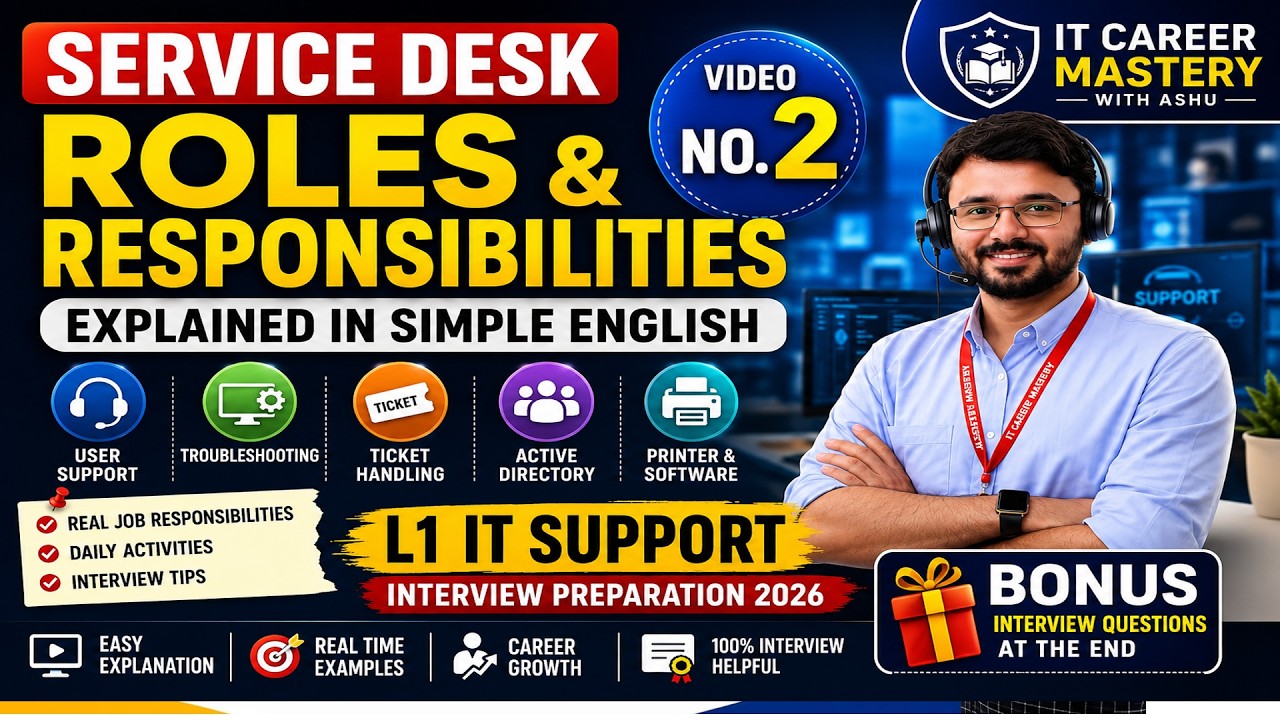 Service Desk Roles & Responsibilities Explained | Simple English | L1 IT Support Interview 2026