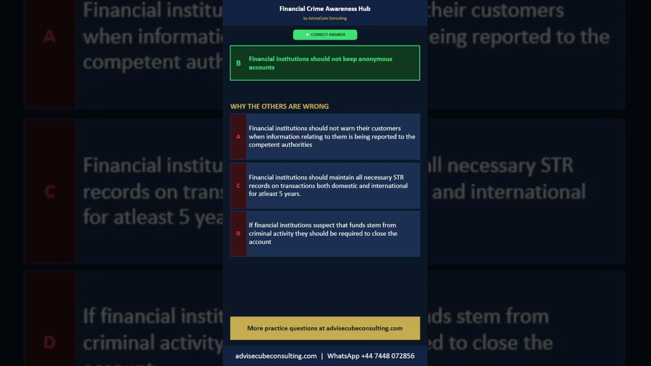 Can You Answer This CAMS Exam Question? 🎯 #compliance #aml #financialcrime