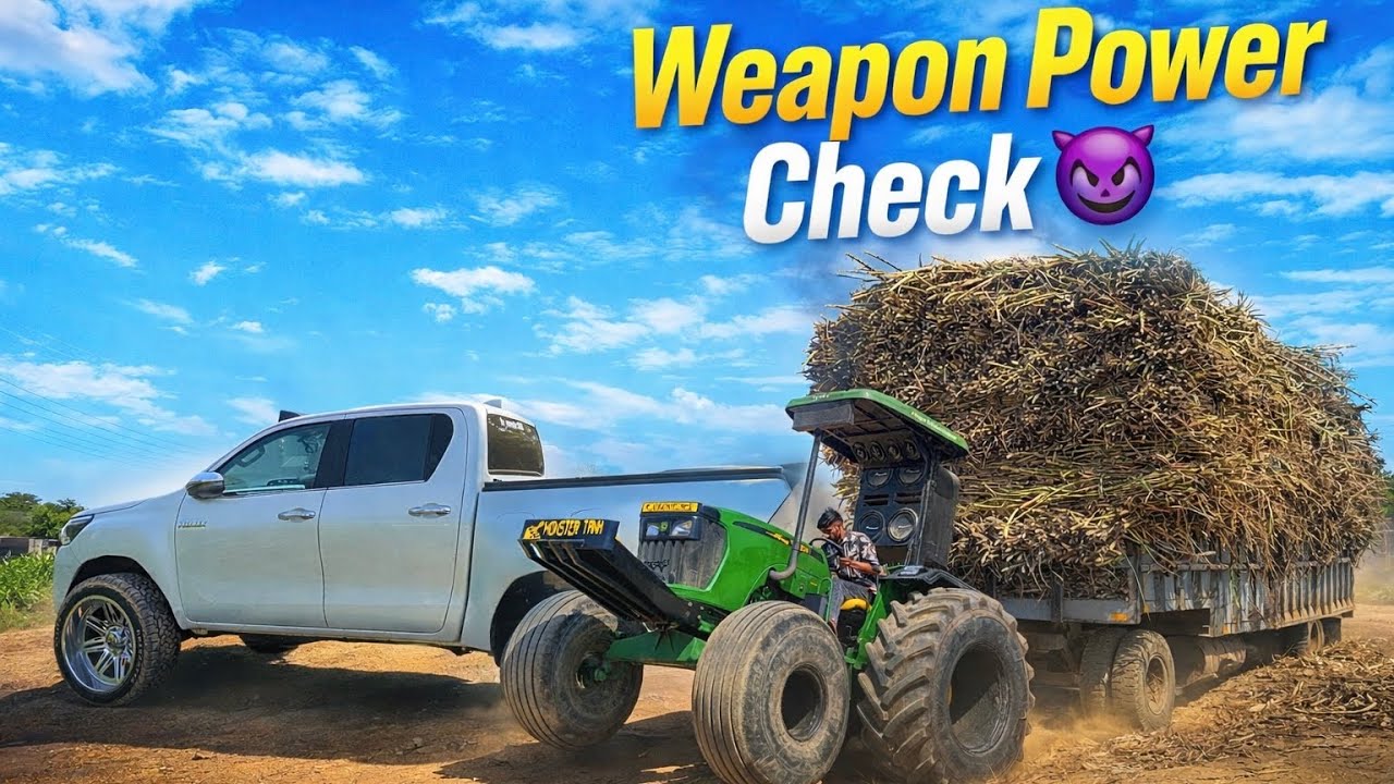 Weapon अकेला ￼निकाला पायेगा !! 550 Quintal ￼गन्ने के trola को 😱 Toyota Hilux offroading ….