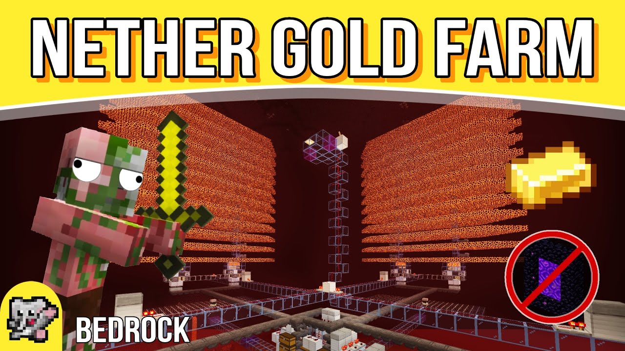 Nether Gold Farm | Обучающее видео по ферме Minecraft | BEDROCK MCPE XBOX PS SWITCH