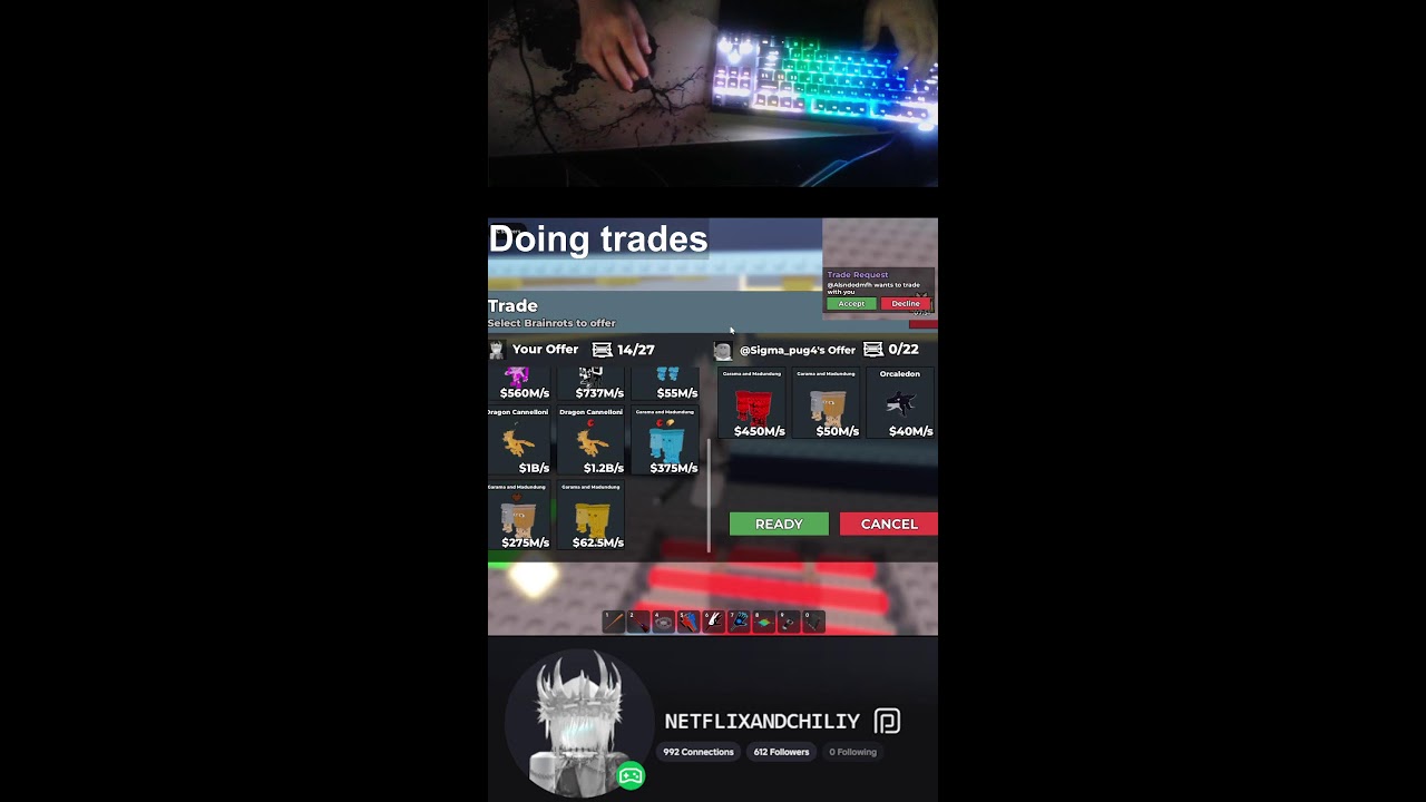 Doing trading with the new trades update in steal a brainrot!