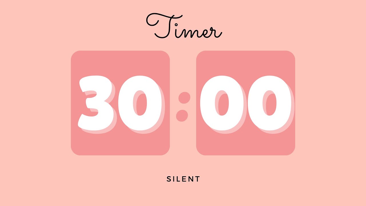 🌺 30 Minutes Silent Timer with Cute Ending Alarm | Pastel Red Timer