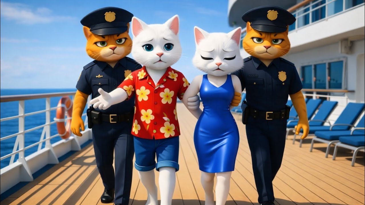 🐾 Heartwarming Farewell: Police Cat & Mama on the Ship 🌊💖#cat #ai 
