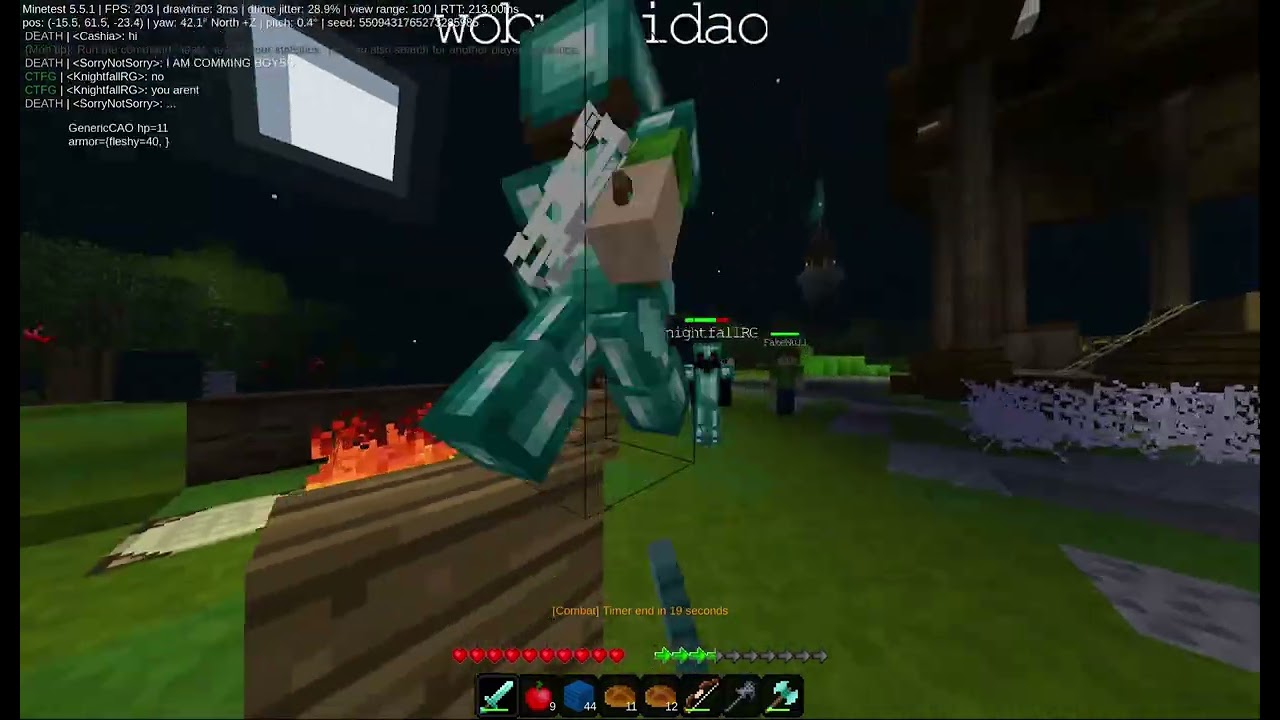 Minetest / Luanti FFA Skywars - LmaoRocal_ & KnightfallRG vs Jerryisking22 (wobuzhidao) (read desc)