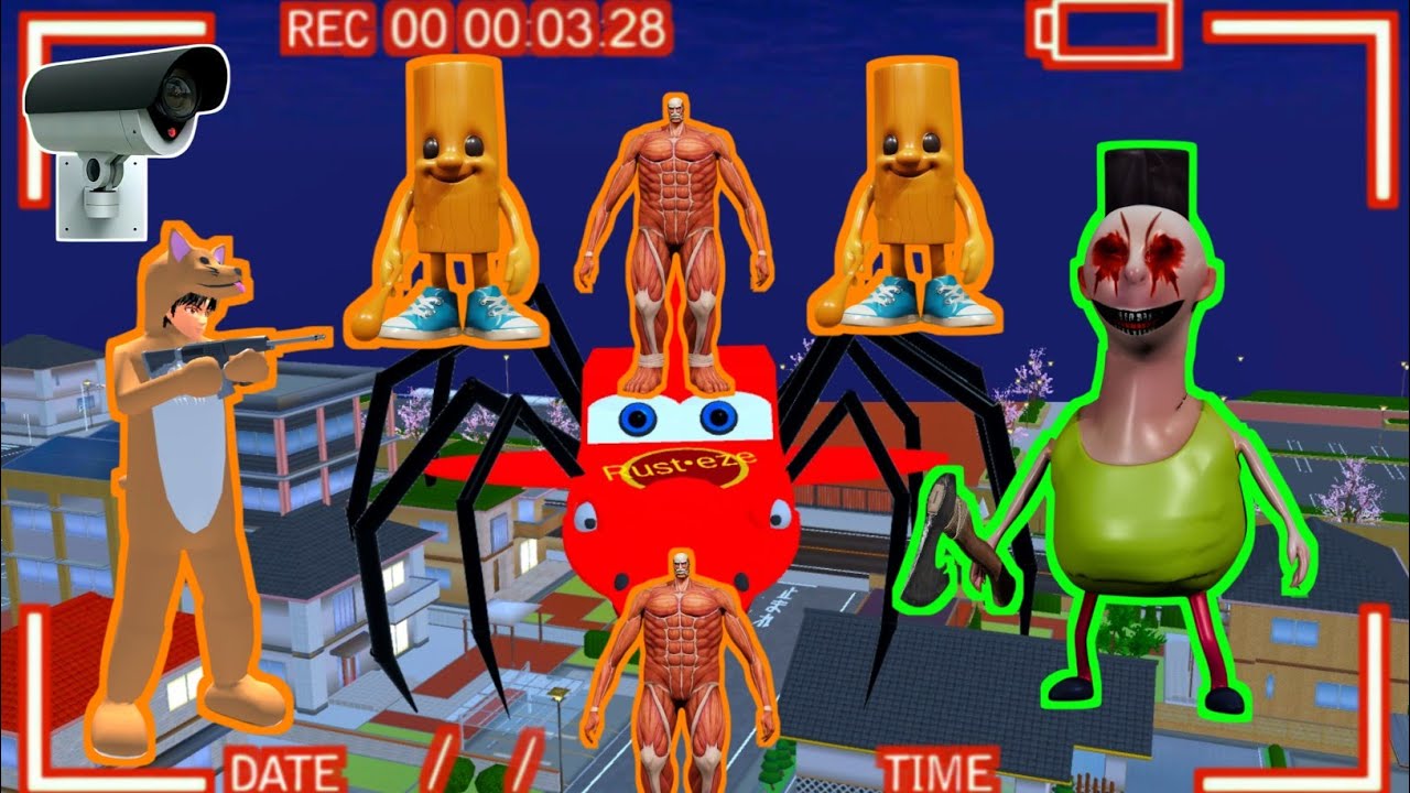 CCTV RECORDS ANOMALOUS MONSTERS HABIBIE ANDHIS FRIENDS ATTACKING SAKURA CITY😱SAKURA SCHOOL SIMULATOR