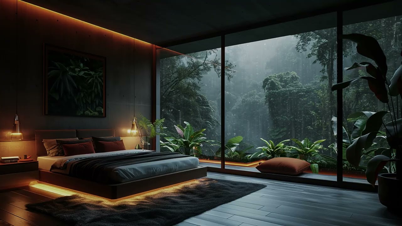 ASMR Rain White Noise for Insomnia Relief – 3 Hours Bedroom Window Rain at Night