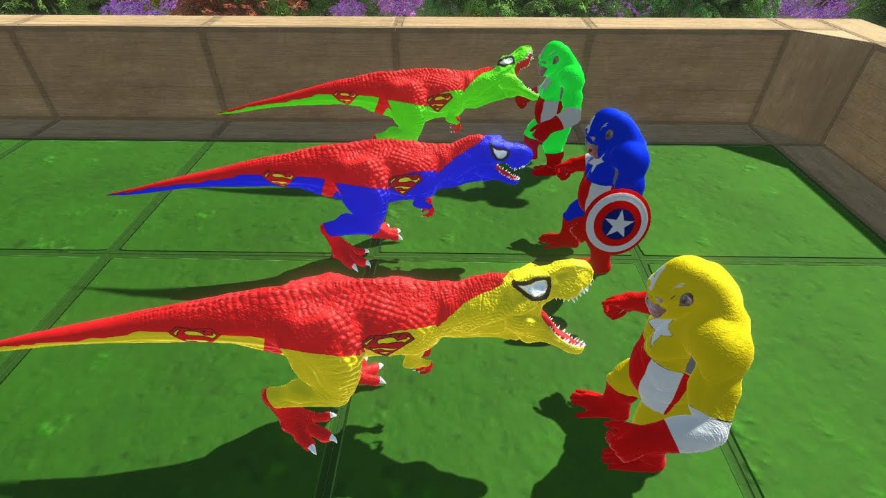 COLORED SUPER T REX DEATHRUN - ANIMAL REVOLT BATTLE SIMULATOR || tauPlays sims eps80