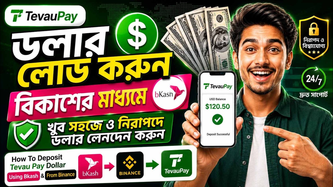 💲TevauPay ডলার লোড করুন  - How To Deposit Tevau Pay Dollar Using Bkash & From Binance