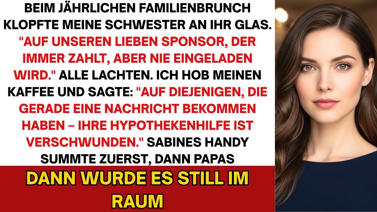 Beim Familienbrunch erhob meine Schwester ihr Glas: „Auf unseren treuen Sponsor, der stets zahlt...