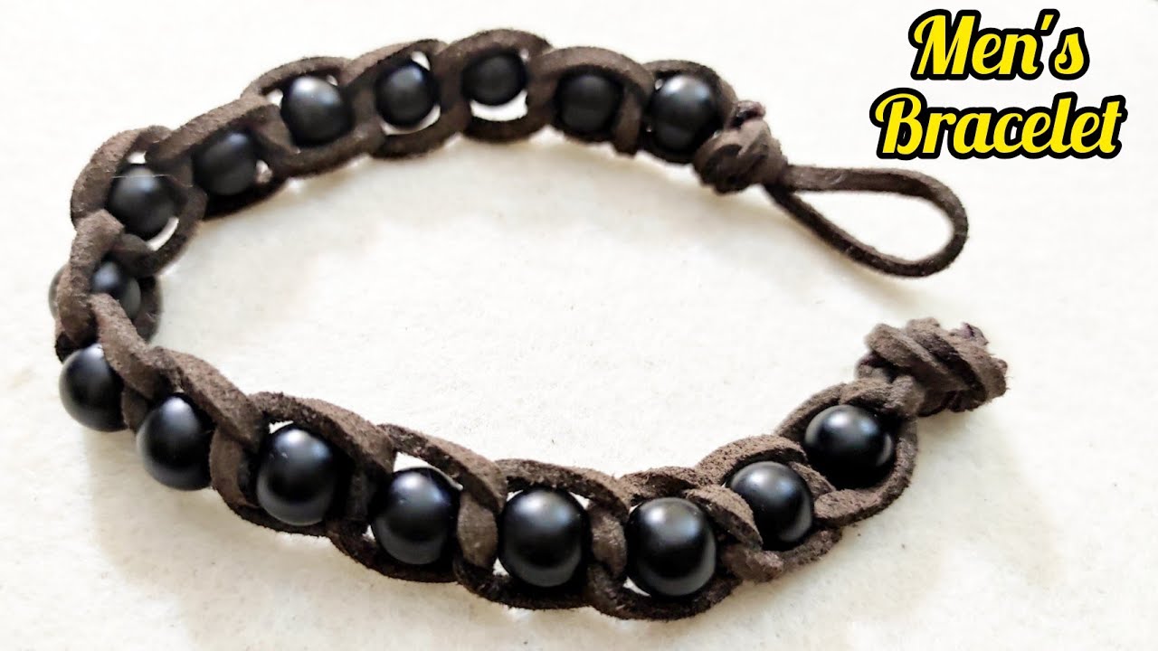 Easy men's leather bracelet - handmade jewelry for beginners