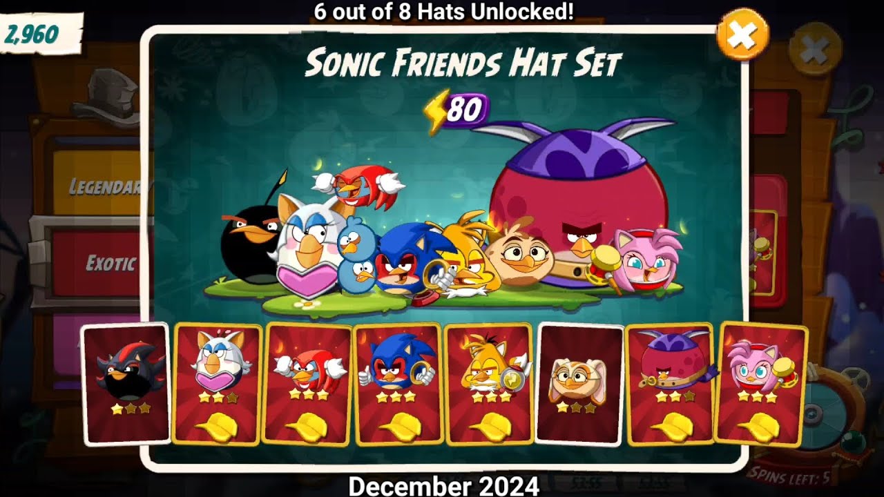 Angry Birds 2 x Sonic The Hedgehog (2024) - Rouge Hat Unlocked - 6/8 Hats Unlocked - Gameplay