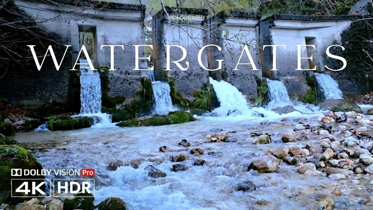 Historic Water Gates in Nature | Relaxing Waterfalls & River Sounds (4K HDR Dolby)