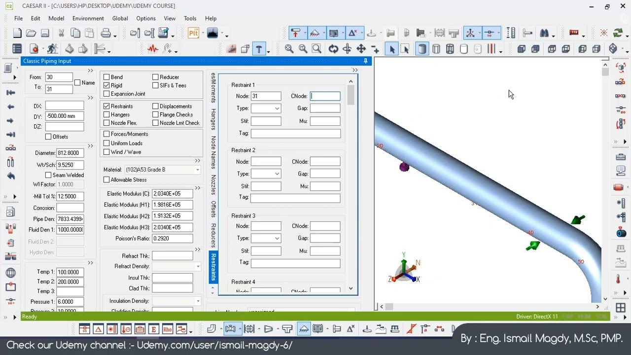 CAESAR II : Integration between piping and structural models