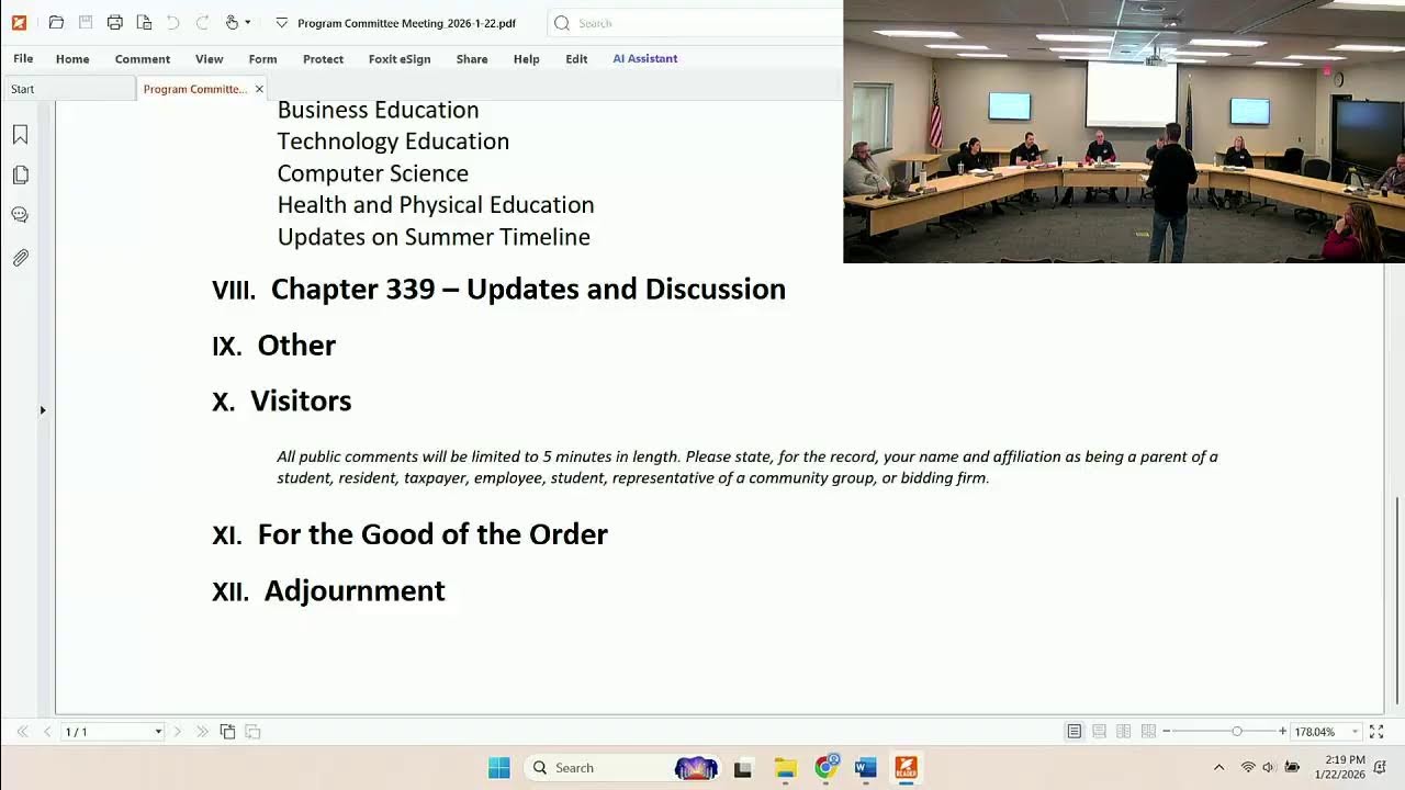 SWSD Program Committee Meeting - Thursday, January 22, 2026 at 12:00 PM