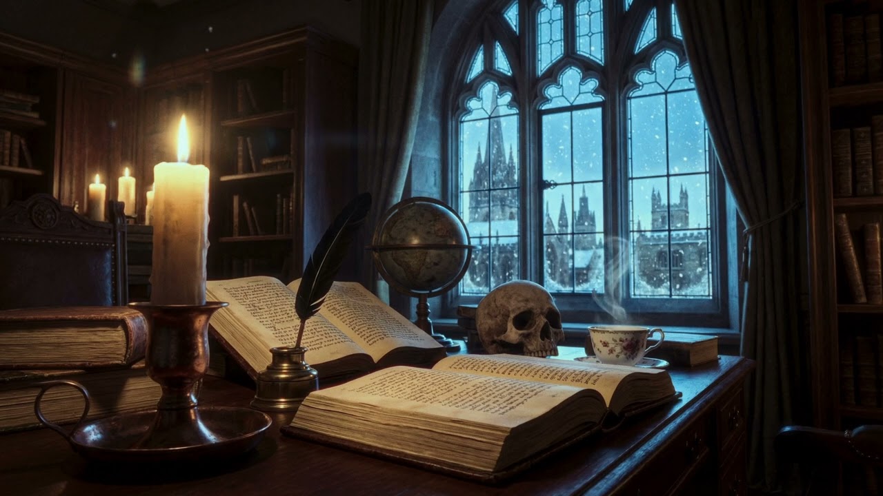 The Wizard’s Library in Winter ❄️ Dark Academia music to Focus and Read [1 HOUR]