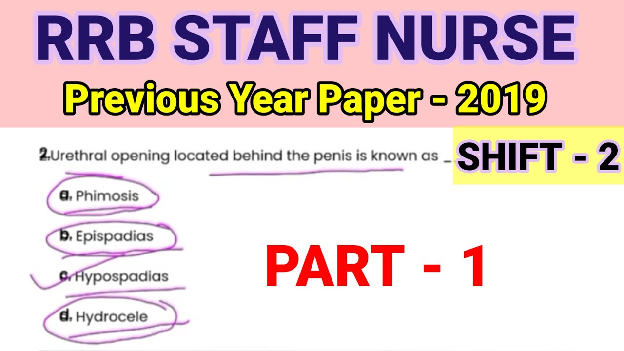 RRB Staff Nurse Previous Year Paper (2019) with Solution || Part - 1 || Shift - 2