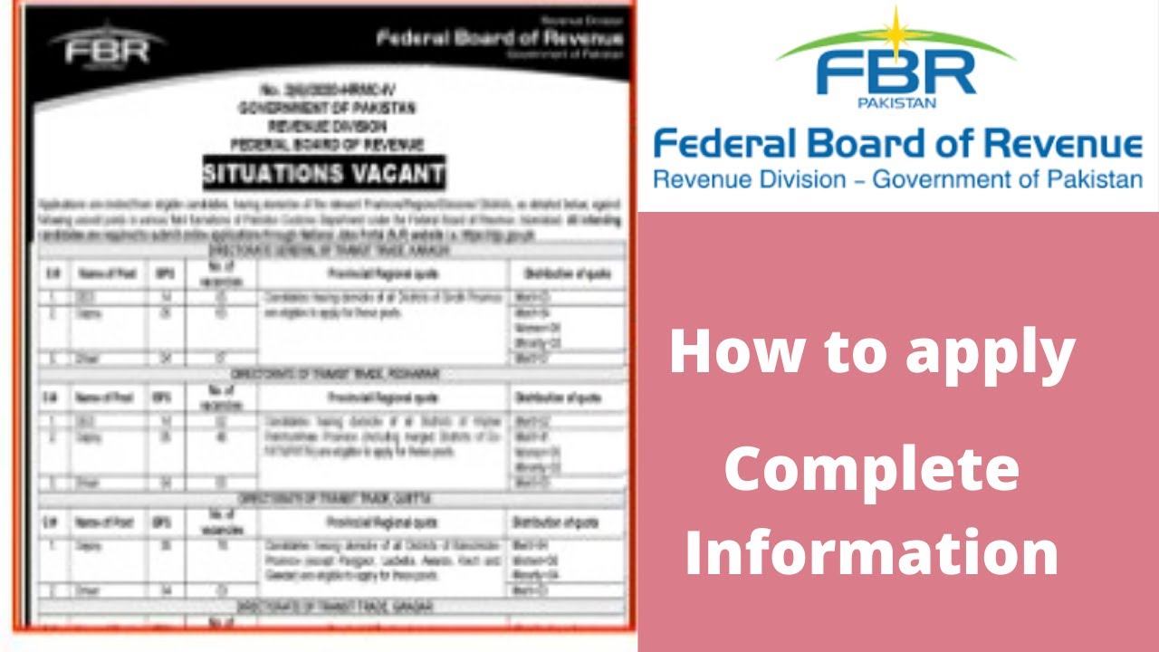 How to apply online FBR jobs 2022 | fbr 2022 jobs apply online - fbr online apply 2022