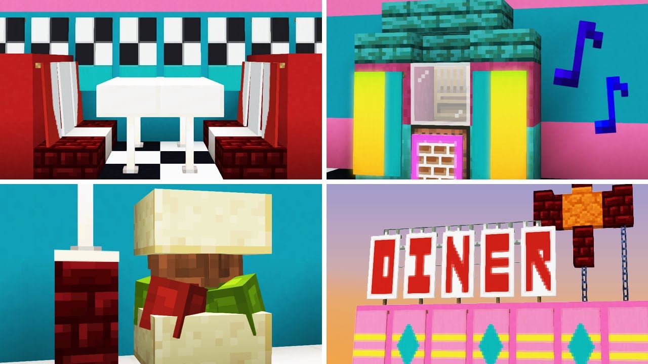12 Diner Build Hacks & decorations in Minecraft Java & Bedrock!