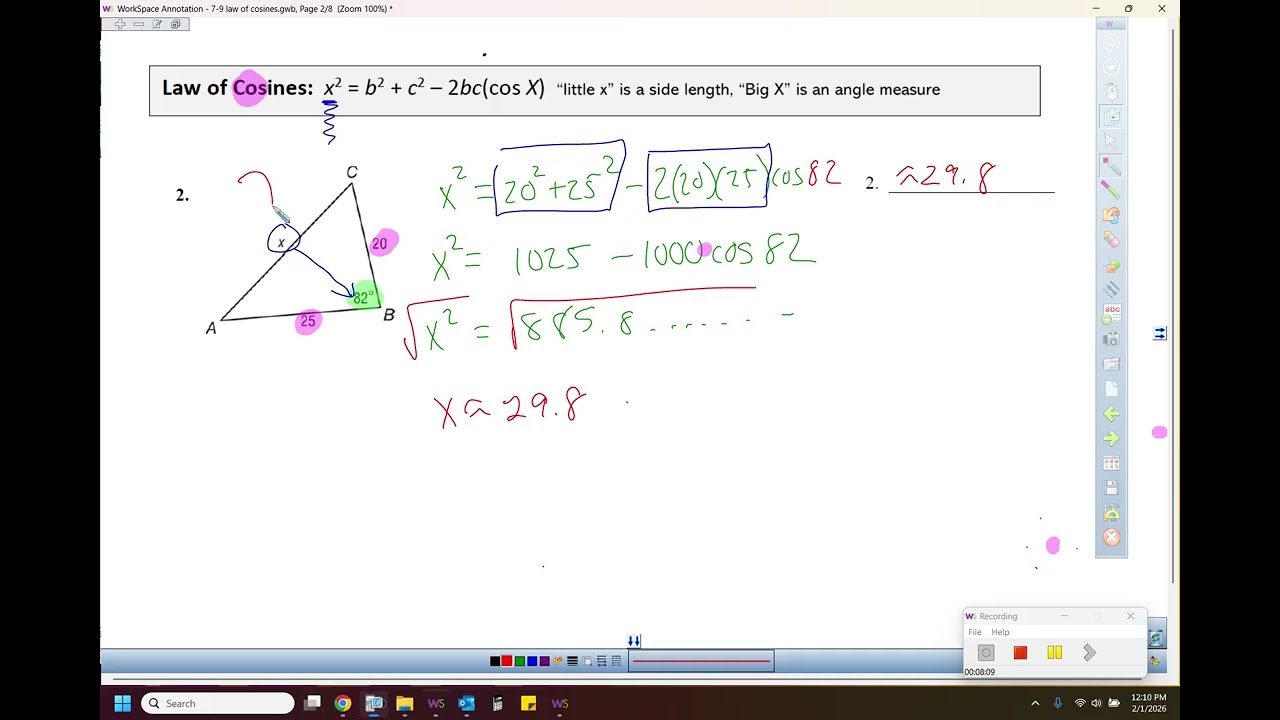 VIDEO 7-9: The law of cosines